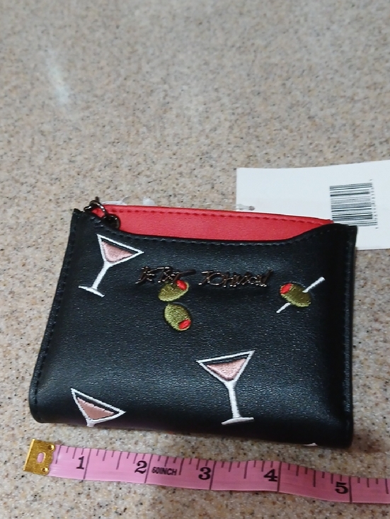 Betsey Johnson Handbags - Betsey Johnson Black Wallet with Pink Lining and Cocktail Embroidery